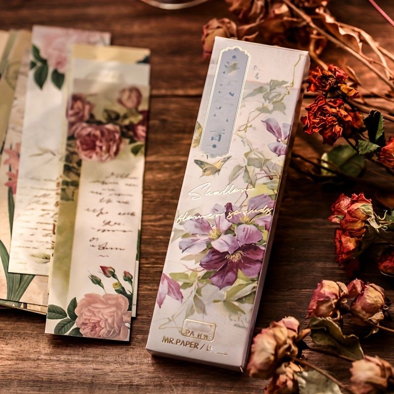 30pcs/box Retro Plant Boxed Bookmark Stationery Reading Bookmark