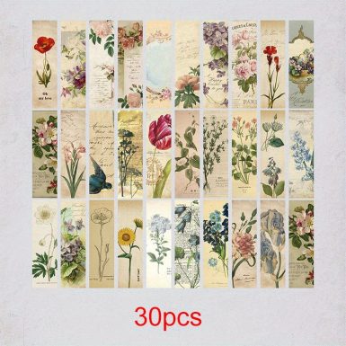 30pcs/box Retro Plant Boxed Bookmark Stationery Reading Bookmark