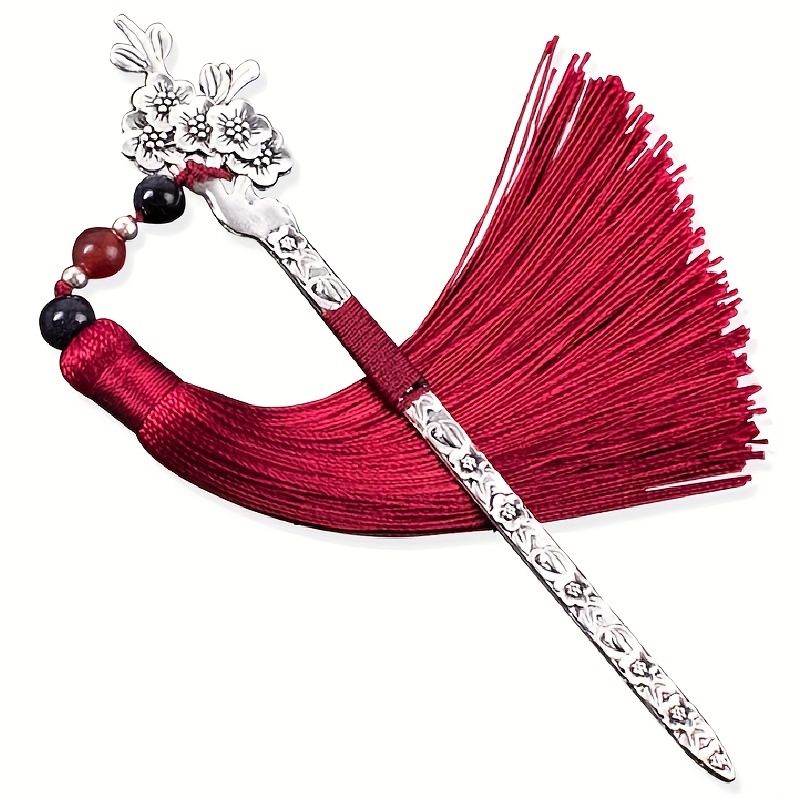 1PC Chinese Retro Metal Bookmark, With Tassel Creative Plum Blossom Bossom Bookmark Student Stationery School Office Supplies Gifts