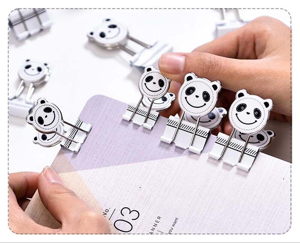 8 Pcs Metal Binder Clips/Paper Clips/Binders Panda Pattern Office Accessories