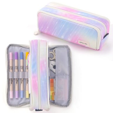 Large Capacity Pencil Case 3 Compartment Pouch Pen Bag for School