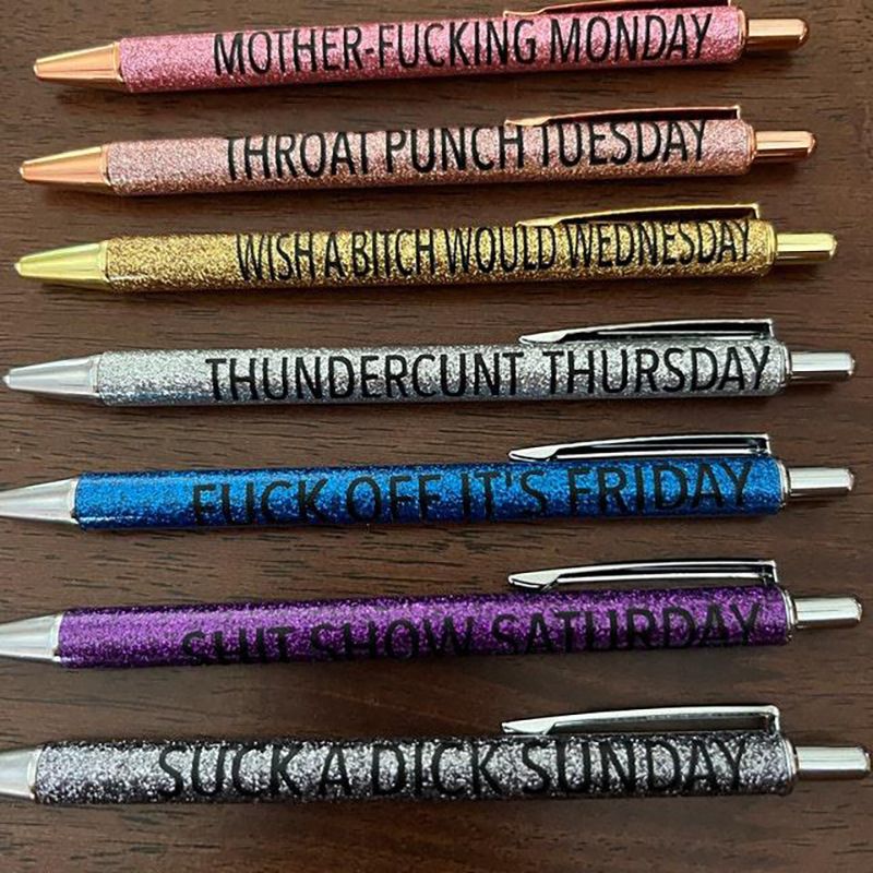7pcs Spoof Fun Ballpoint Pen Set Describing Mentality