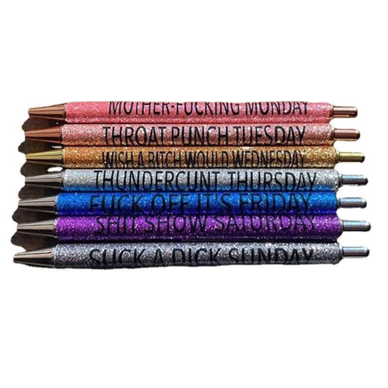 7pcs Spoof Fun Ballpoint Pen Set Describing Mentality