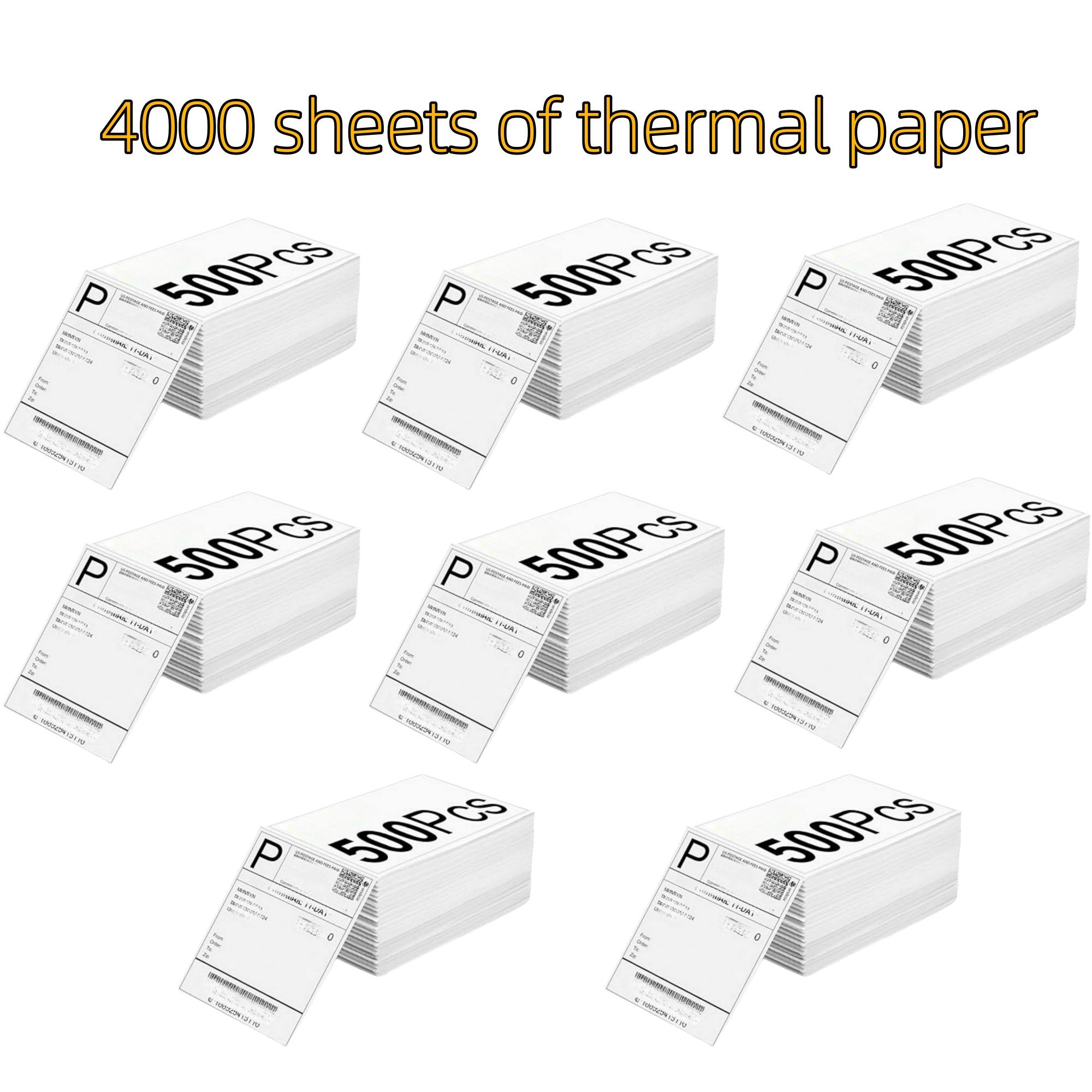 4000 sheets of high-quality white thermal label paper measuring 4 '' x 6 ''. Thermal label printer. High quality, durable, clear printing, achieving professional results.